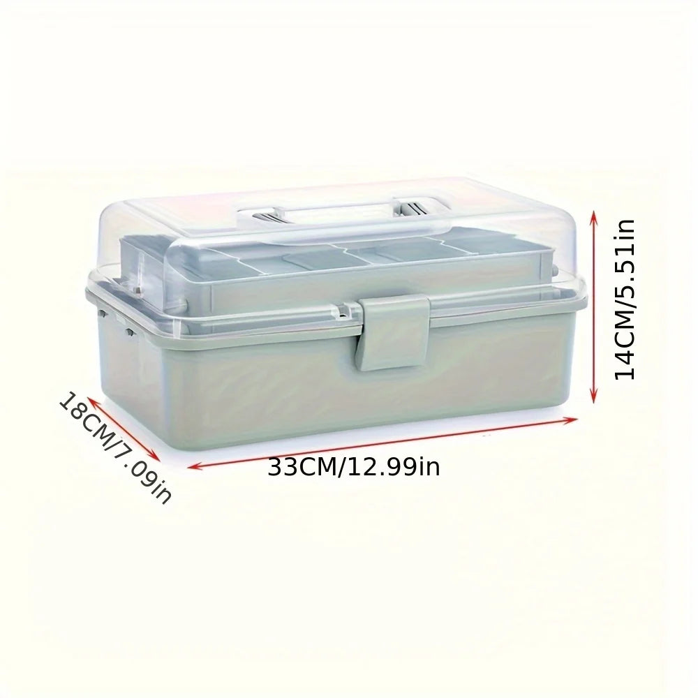 3-Layer Craft Organizer Box with Adjustable Dividers & Handle Craft Storage Organizer Peaceful Pleasures Health and Wellness