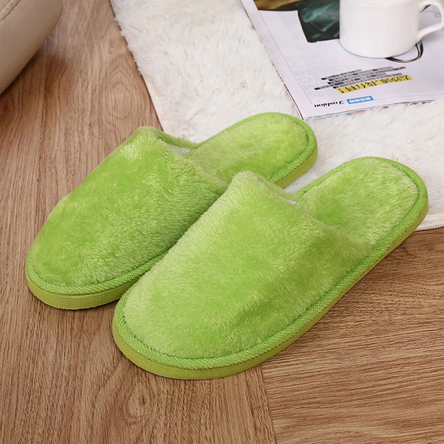 Women's Warm Plush Indoor Slippers – Soft Fuzzy Slip-On