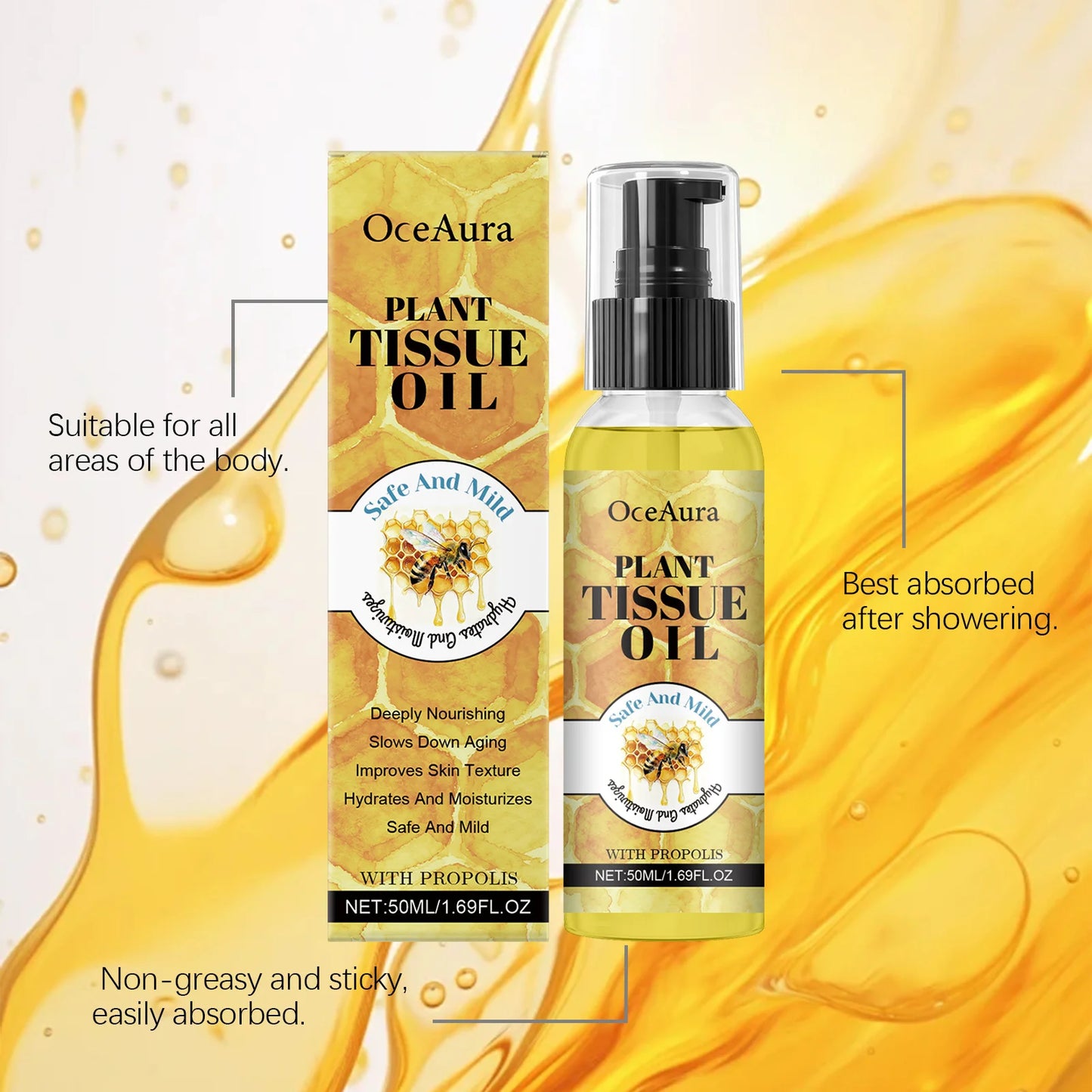 OceAura Honey Body Oil – Moisturizing, Brightening & Skin Repair