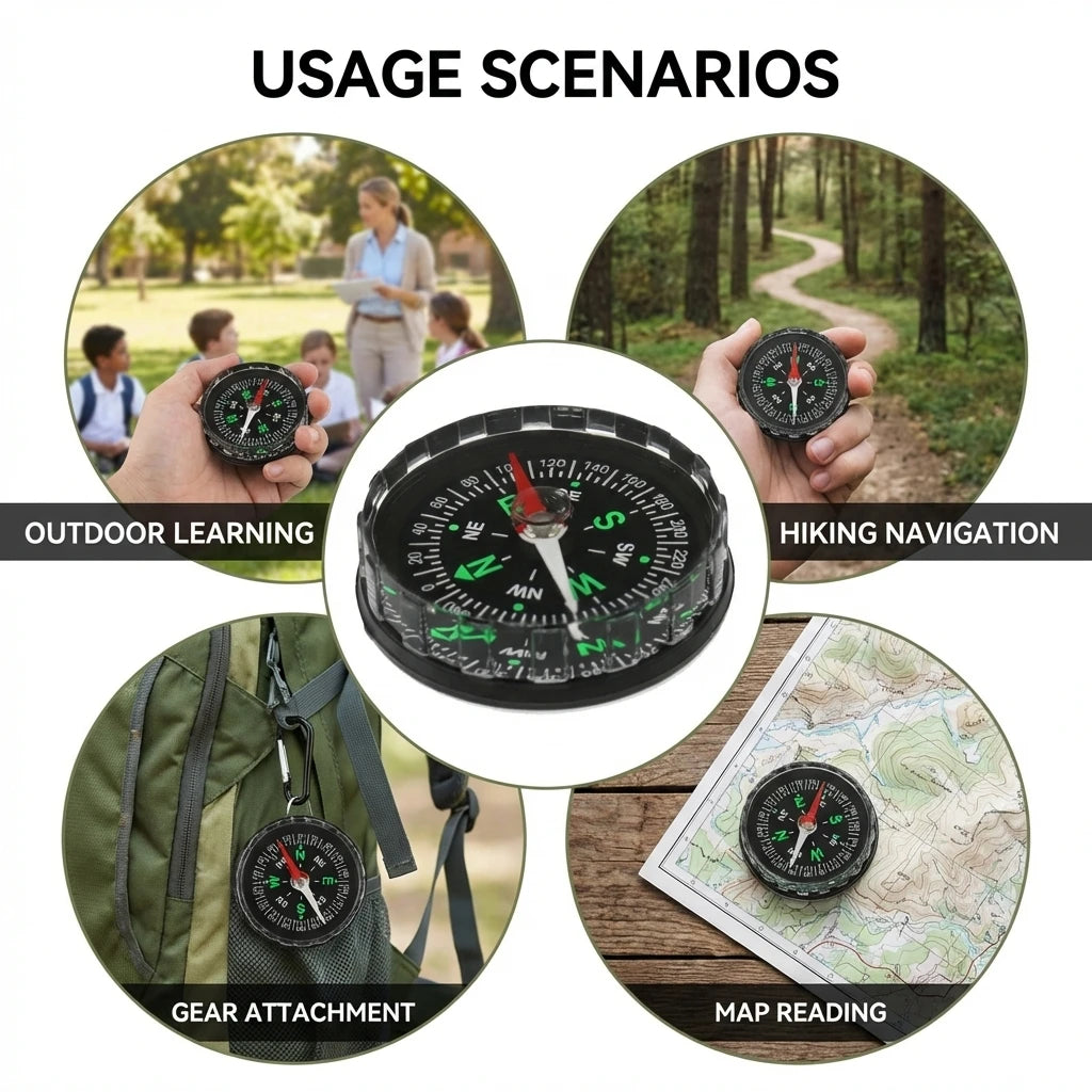 Plastic Compasses Black Serrated Edge Outdoor Navigation Tool Peaceful Pleasures Health and Wellness