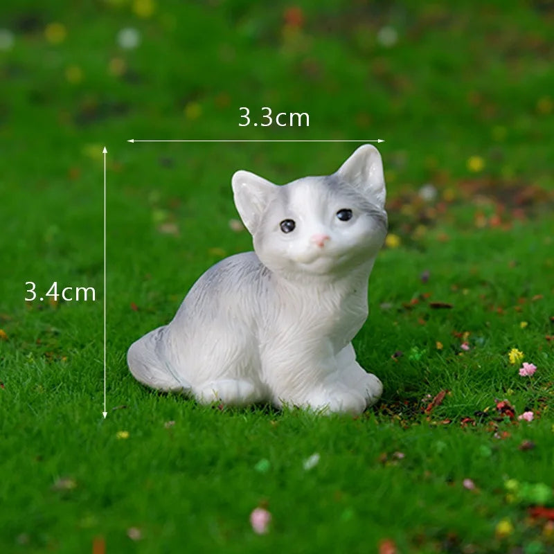 1PC Animal Miniature Fairy Garden Doll House Decoration DIY Micro Landscape Resin Cat Ornament Kitten Figurine Home Decor Peaceful Pleasures Health and Wellness