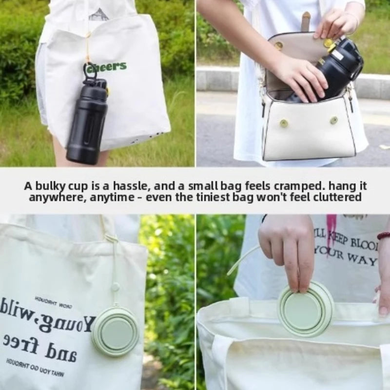 New model Portable Silicone Folding Cup with Hanging Hole Collapsible Outdoor Water Cup for Camping Hiking Travel toothbrush cup Peaceful Pleasures Health and Wellness