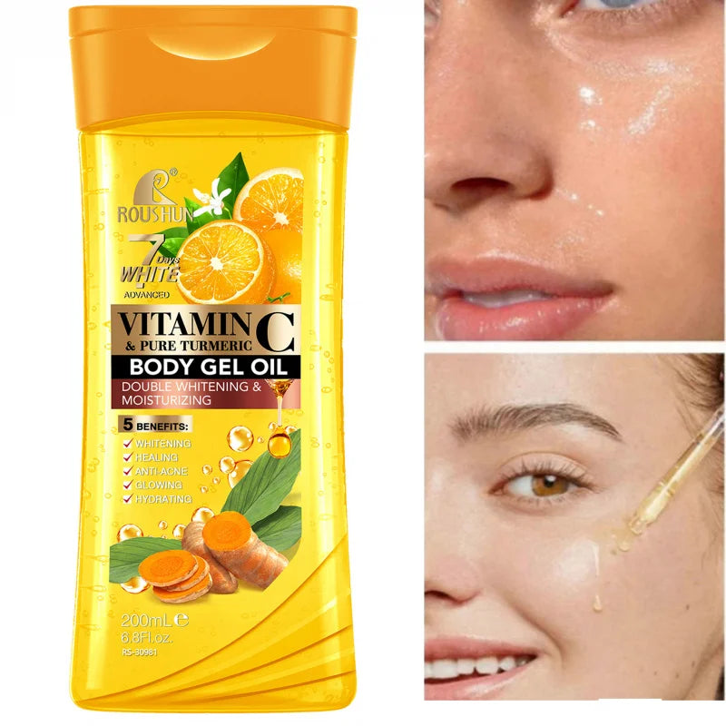 200ML VITAMIN C PURE TURMERIC Body OIL Moisturizing Essential Oil Body Oil Unisex Full Body Skincare Oil，Moisturizing Body Oil Peaceful Pleasures Health and Wellness