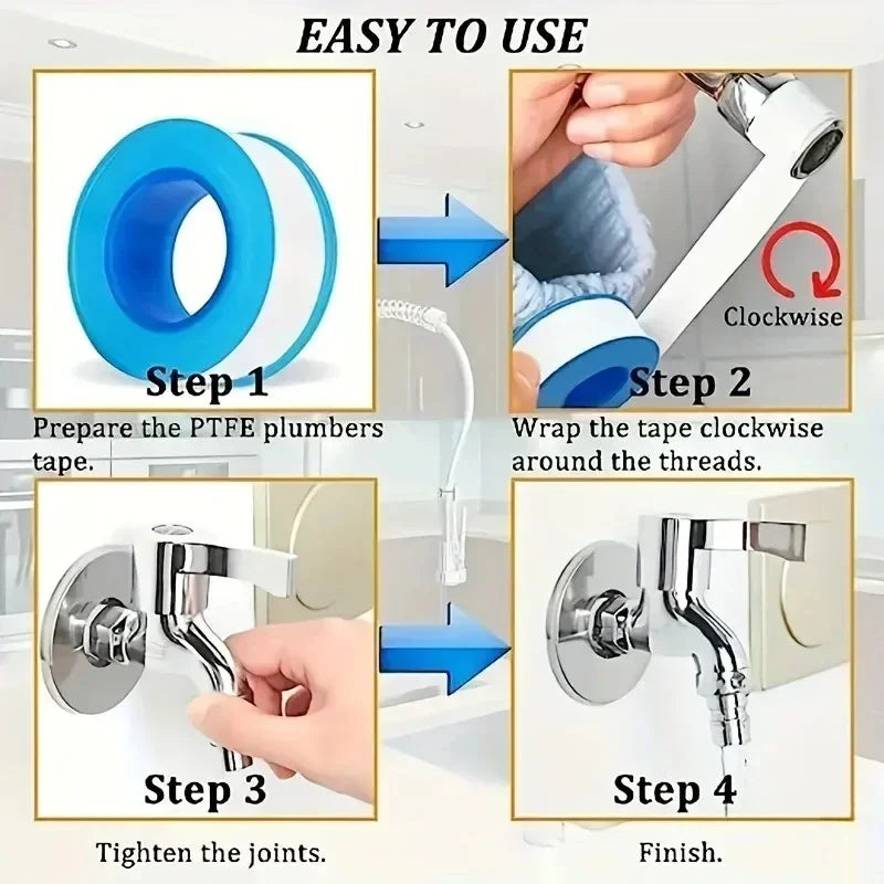 10-Pack PTFE Thread Seal Tape – Waterproof Plumbing Pipe Tape
