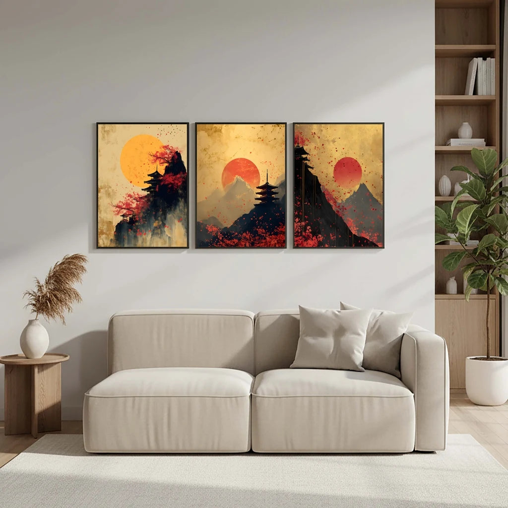 Abstract Wall Art Japanese Landscape Canvas Painting Modern Style Poster Prints Living Room Wall Decor Peaceful Pleasures Health and Wellness