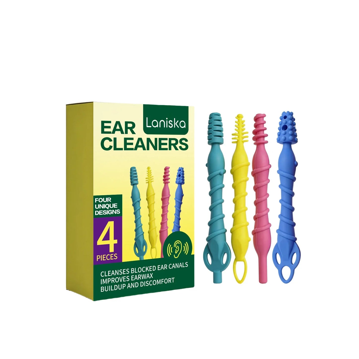 4-Piece Silicone Ear Wax Remover Kit – 4 Unique Heads