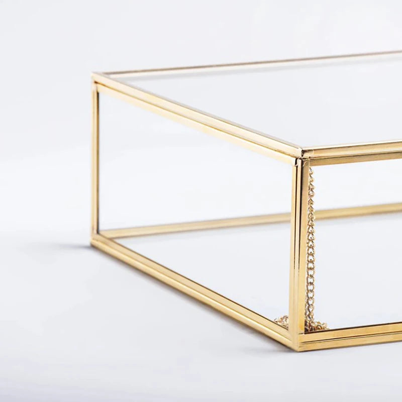 Hexagon Transparent Glass Jewelry Box Wedding Ring Box Geometric Clear Glass Jewelry Organizer Holder Tabletop Container Peaceful Pleasures Health and Wellness Default Title