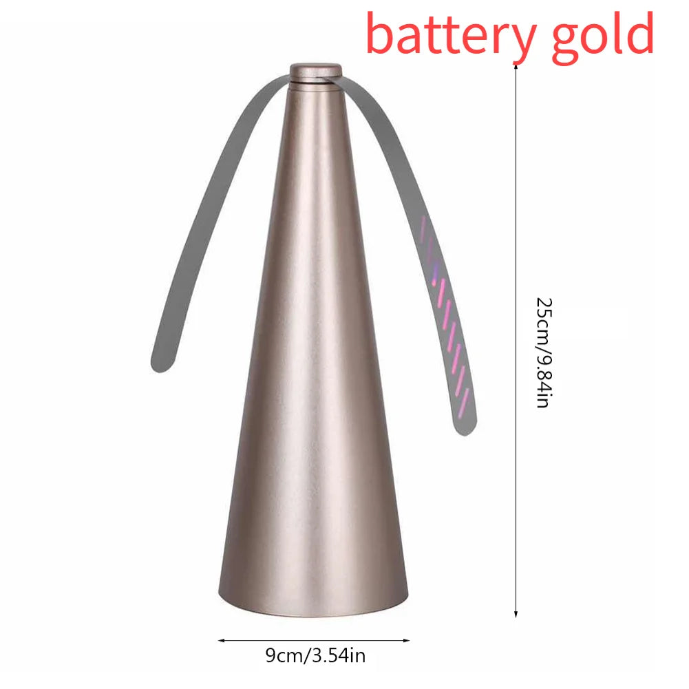 Fly Repellent Automatic Fan Fly Fans Pest Repellent Table Fan Battery/USB Powered Bug Repellent Keep Flies Away ﻿ Peaceful Pleasures Health and Wellness battery gold 100V-240V EU Plug