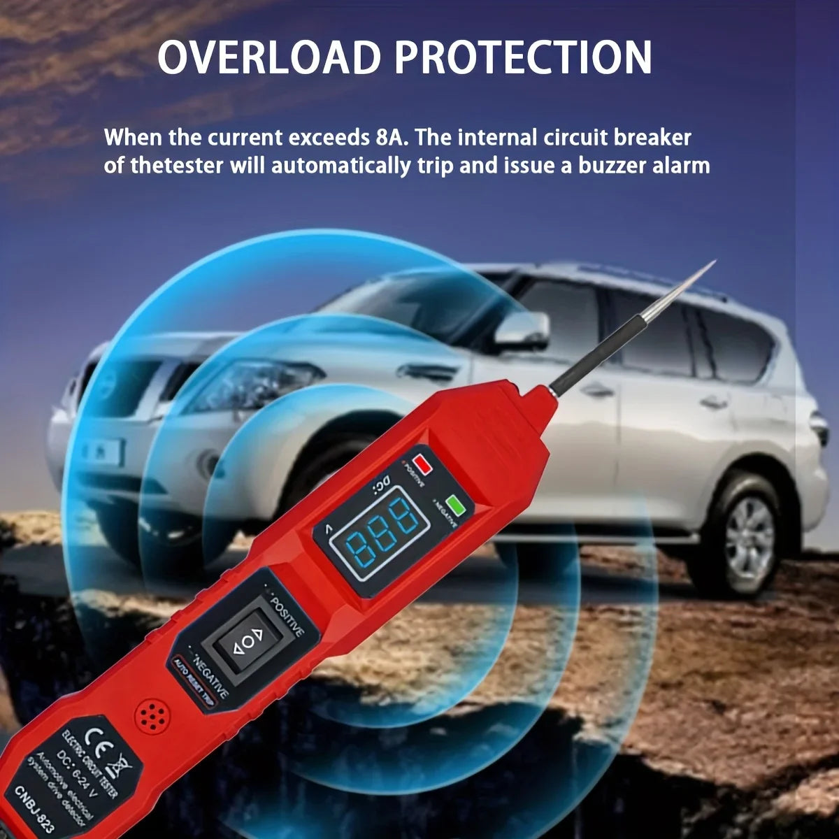 Smart Car Circuit Tester 823, with Led Voltage Display - USB Powered, Compatible with 3.5-36V Dc Vehicles Peaceful Pleasures Health and Wellness