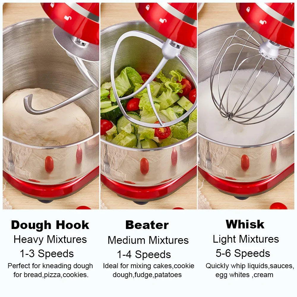 BioloMix 1200W 6L Stand Mixer – 6-Speed, Quiet DC Motor, Tilt-Head Stand Mixer BioloMix