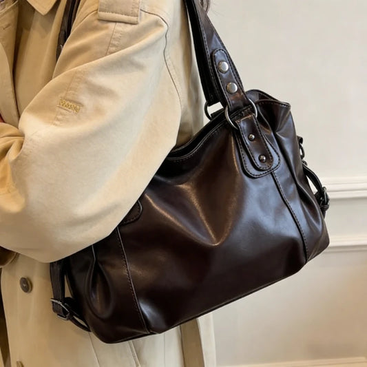Large Capacity Vintage European American Style Tote Bag Women Shoulder Crossbody Handbag Fashion Casual Commuter Top Handle Bag Peaceful Pleasures Health and Wellness