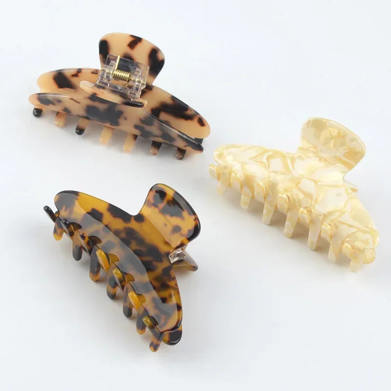 Fashion Acetate Leopard Print Hair Claws Geometric Crab Shape Clamp Styling Hair Clips for Women Girls Hairpin Hair Accessories Peaceful Pleasures Health and Wellness