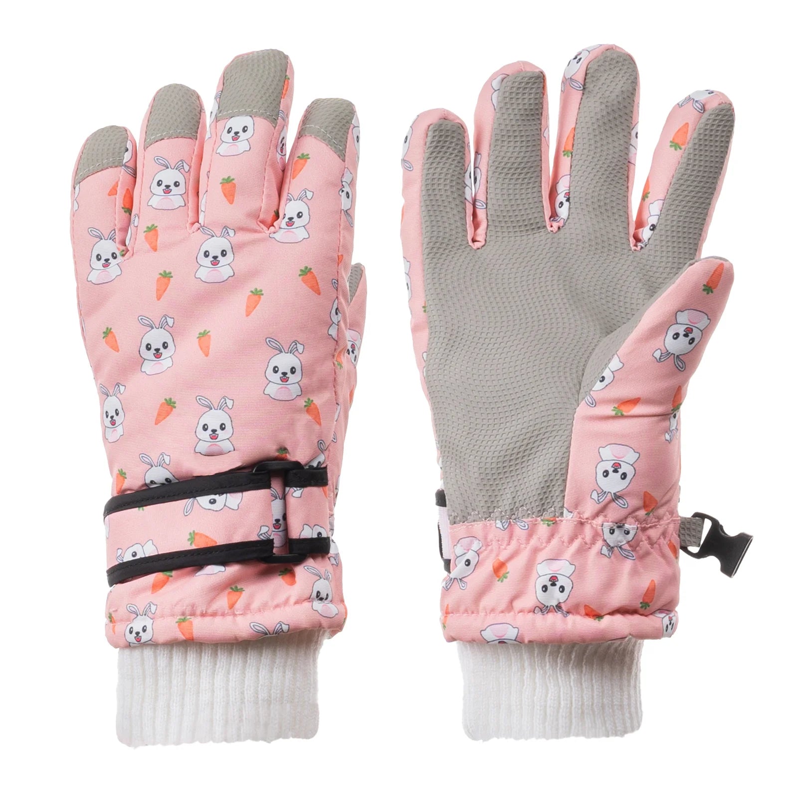Children Winter Gloves Thickened Warm Cartoon Print Ultra-Soft Lightweight Cold-Weather for Ski Fitness Running Gift For Xmas Peaceful Pleasures Health and Wellness Pink Size S