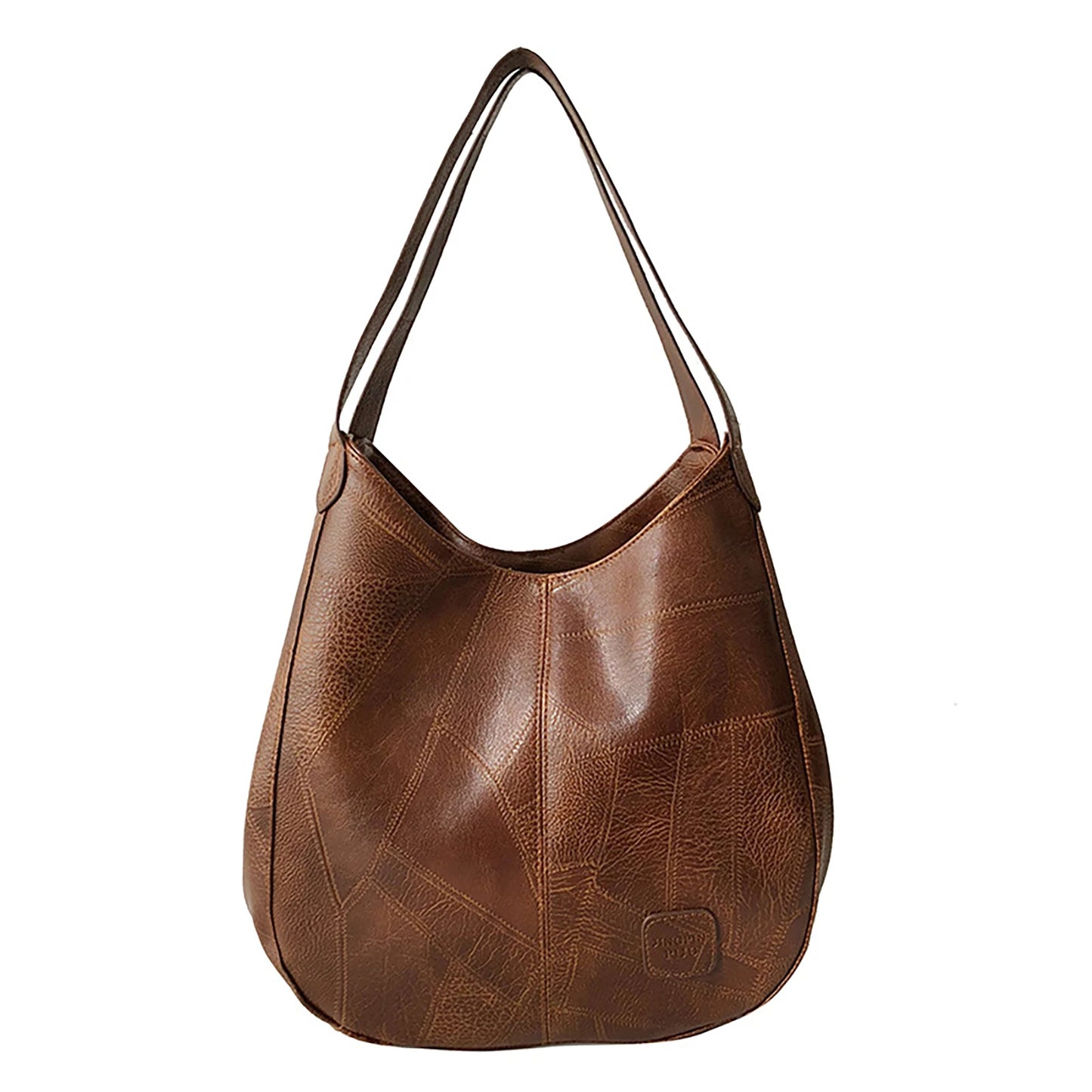 Women Casual Tote Bags Satchel Handbags Retro Large Capacity PU Leather Shoulder Bag for Casual School and Work Use Peaceful Pleasures Health and Wellness Brown
