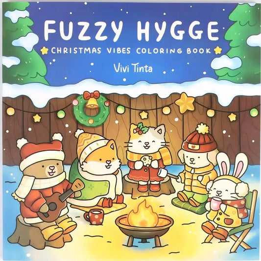 Fuzzy Hygge Christmas Coloring Book Adults Teens 48-Page Festive Peaceful Pleasures Health and Wellness