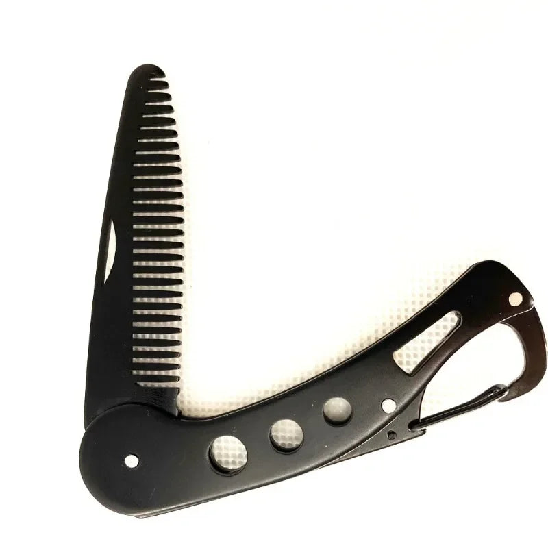 1pc Stainless Steel Folding Comb Men Beard Styling Combs Anti Static Portable Mustache Comb Multifunctional Hairdressing Tools Peaceful Pleasures Health and Wellness