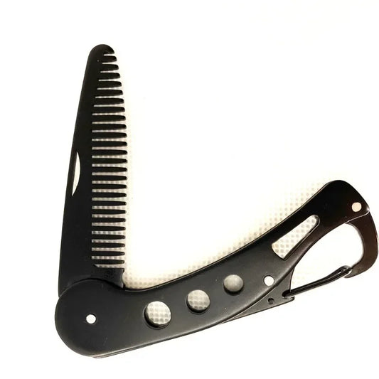 1pc Stainless Steel Folding Comb Men Beard Styling Combs Anti Static Portable Mustache Comb Multifunctional Hairdressing Tools Peaceful Pleasures Health and Wellness
