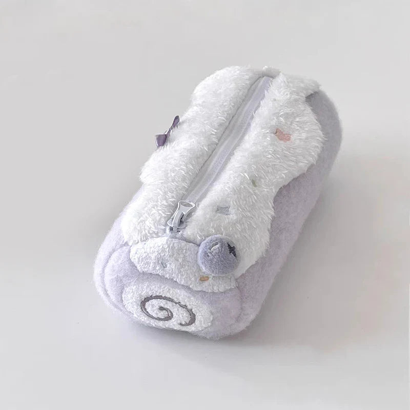 Kawaii Swiss Roll Plush Pencil Case & Cute Cosmetics Bag