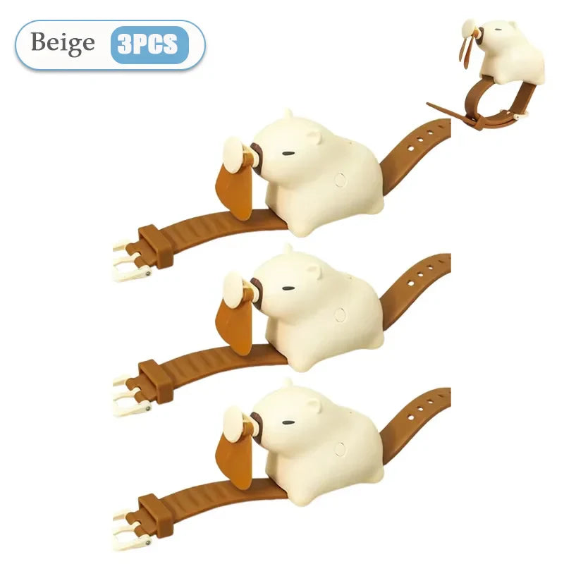 Capybara Wrist Fan – USB Rechargeable Wearable Watch Fan