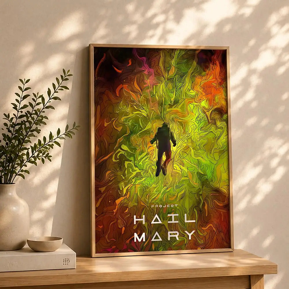 Movie-Project Hail Mary Poster HD Self Adhesive Waterproof Wall Art Ideal for Home Office Dorm Bedroom Great Gift Peaceful Pleasures Health and Wellness White19 50X70cmNoframe