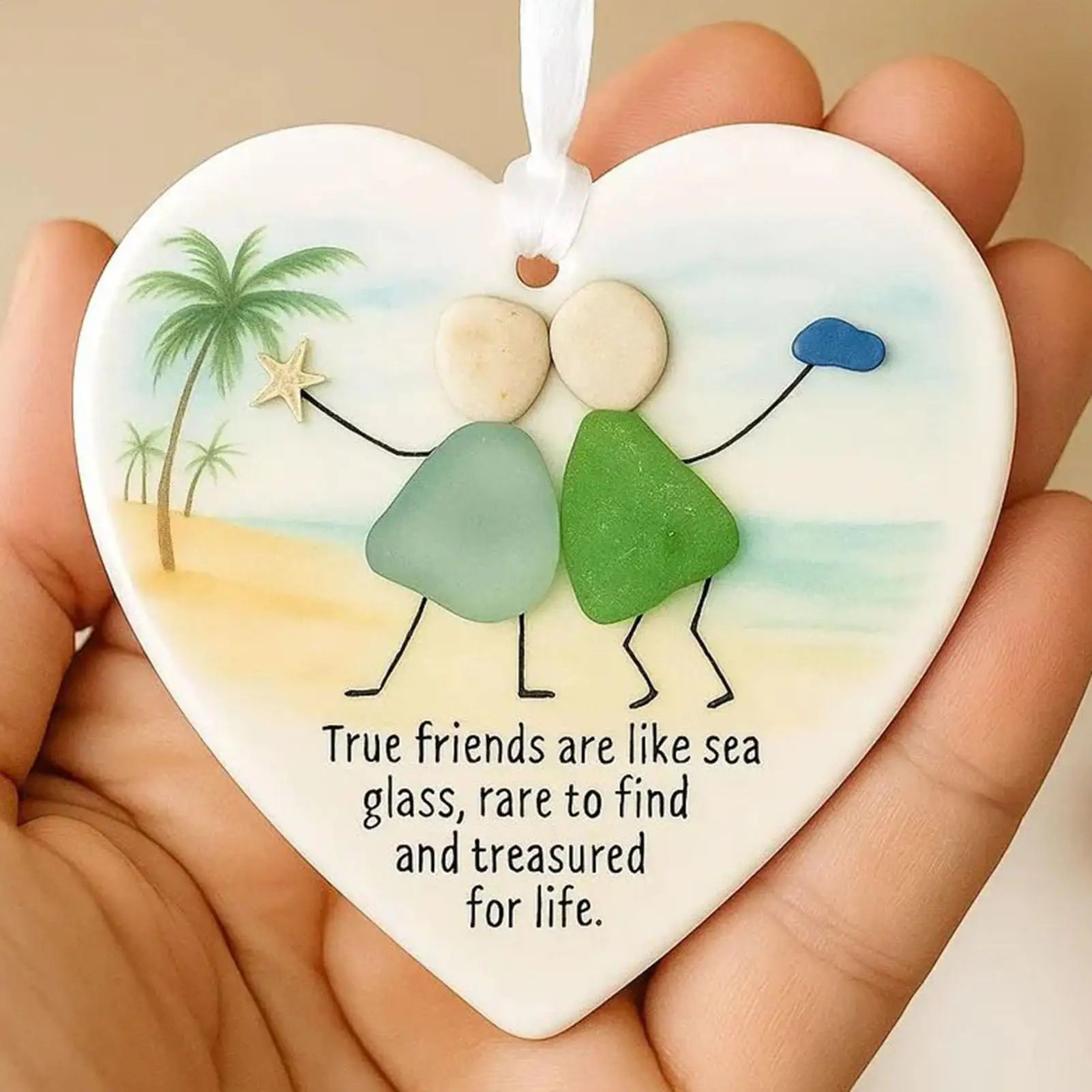Acrylic Sea Glass Friendship Ornament Keepsake Pendant for Sisters, Coworkers, Birthday, Christmas - Wall Hanging & Home Decor Peaceful Pleasures Health and Wellness