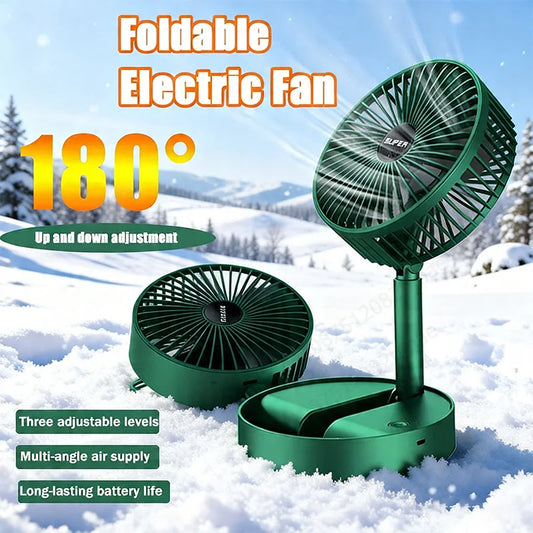 Home Folding Fan Cooling Handy Desk Low Noise Adjustable Hight USB Charging High Duration Standby Desktop Mini Electric Fan Peaceful Pleasures Health and Wellness