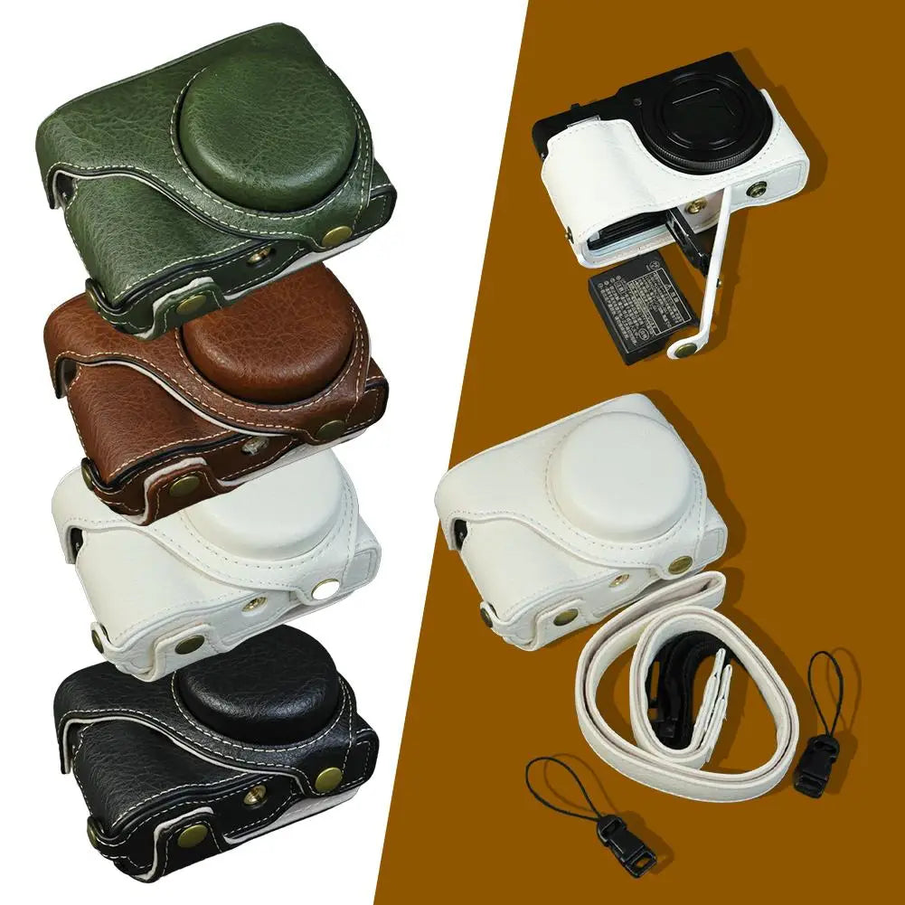 for Lumix Tz99/Zs99 PU Leather Protective Case TraveL Camera Bag Camera Foreskin Cover Protective Cover Base Perforated Shell Peaceful Pleasures Health and Wellness