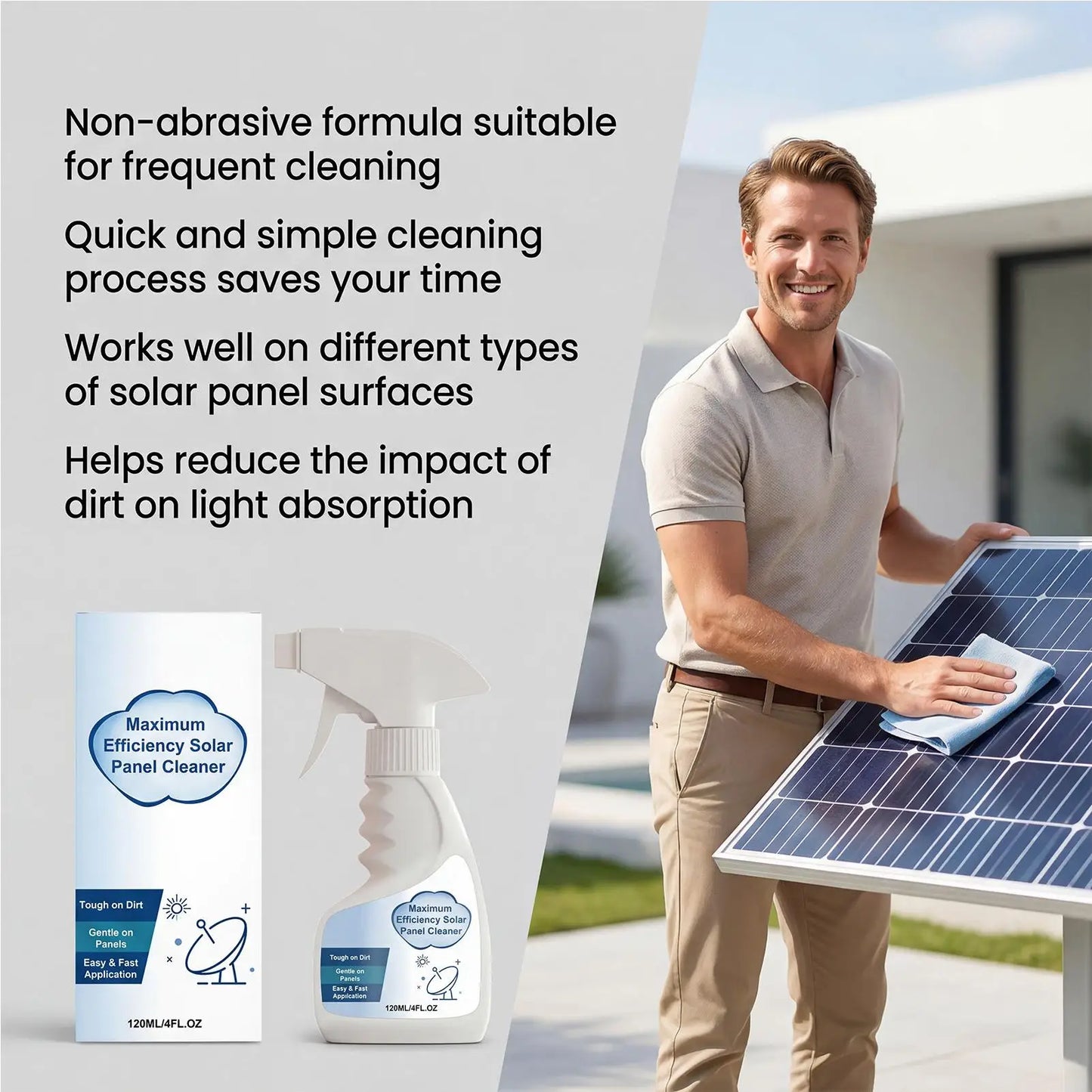 Solar Panel Cleaner Spray 120ml – Scratch-Free Formula