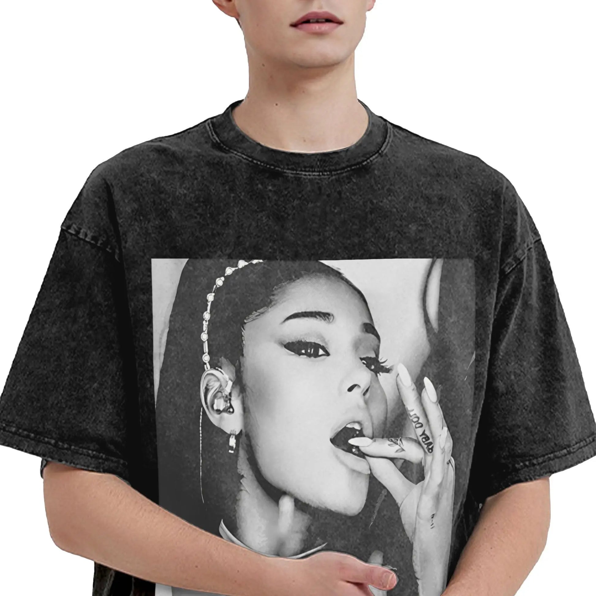 Mens T-Shirt Arianas Sweetener World Tour Washed T Shirts Fashion Grande Summer Tees Vintage Design Cotton Tops Plus Size Peaceful Pleasures Health and Wellness