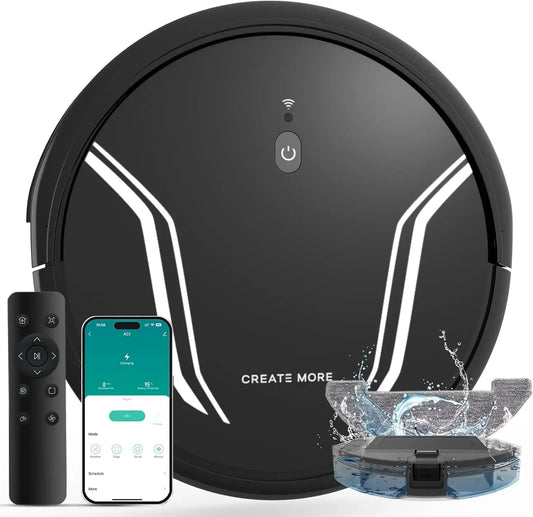 3-in-1 Robot Vacuum Mop Combo, 5000Pa Suction, Auto Recharge, App/WiFi/Voice Control for Hard Floors and Pet Hair Peaceful Pleasures Health and Wellness United States