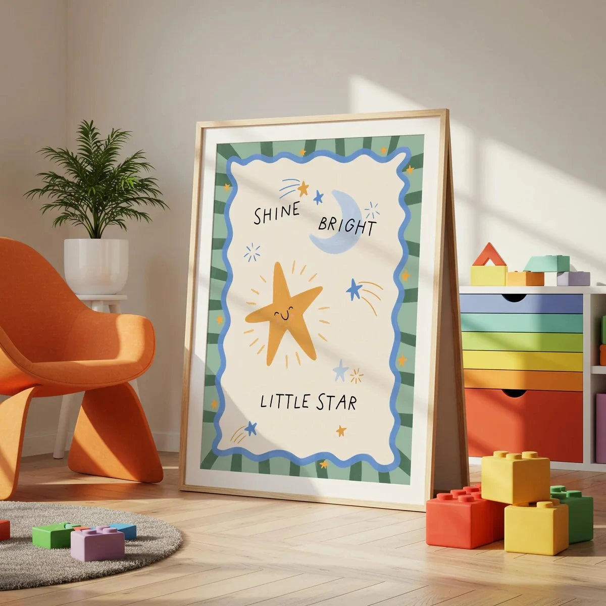 Shine Bright Little Star Kids Canvas Wall Art Print Poster