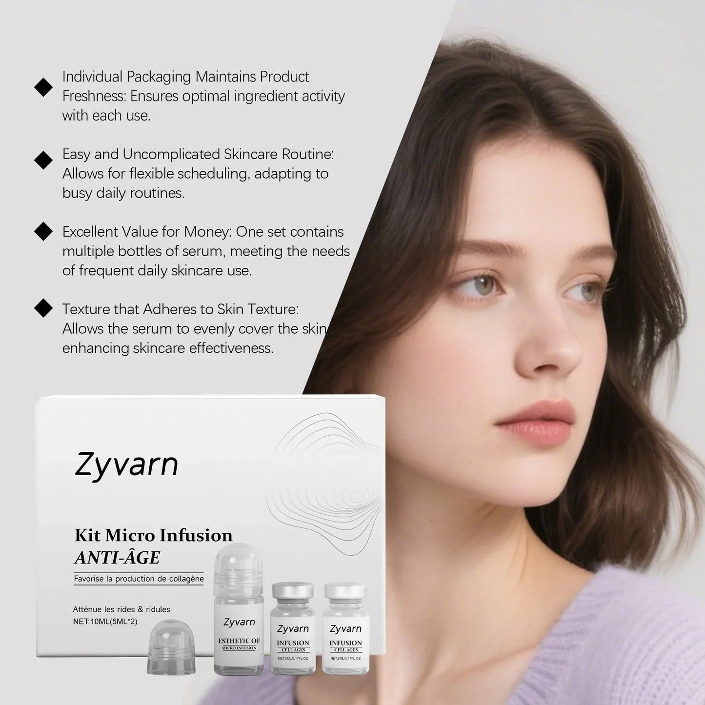 Hyaluronic Acid Face Serum & 0.25mm Microneedle Roller Set 10ml