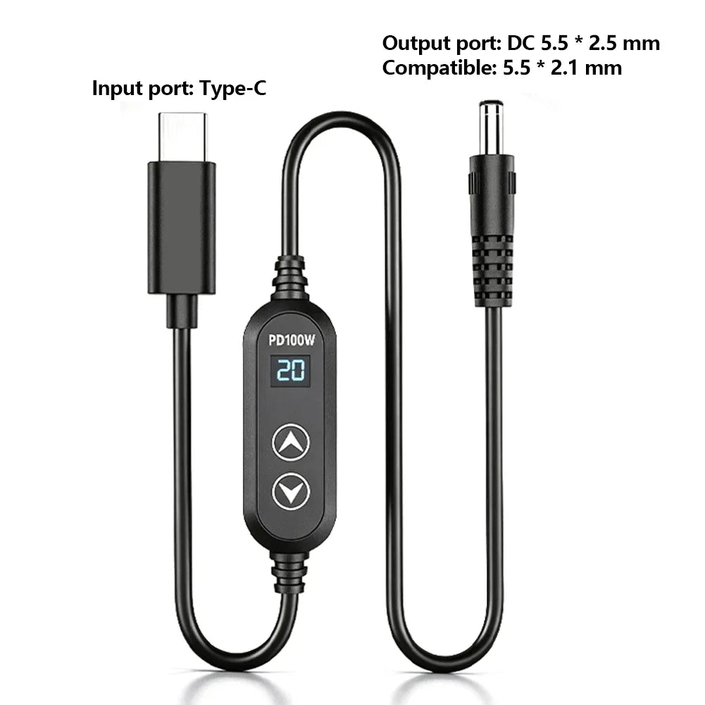 65W USB-C to DC PD Cable – 5V 9V 12V 15V 20V Universal Adapter