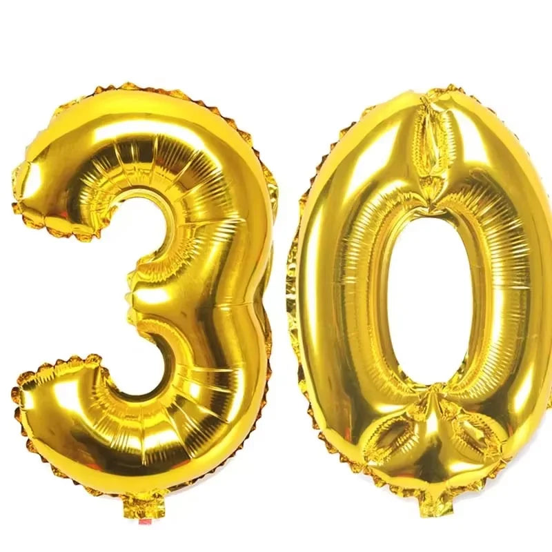 40" Giant Number Balloons – Birthday & Anniversary Gold/Silver