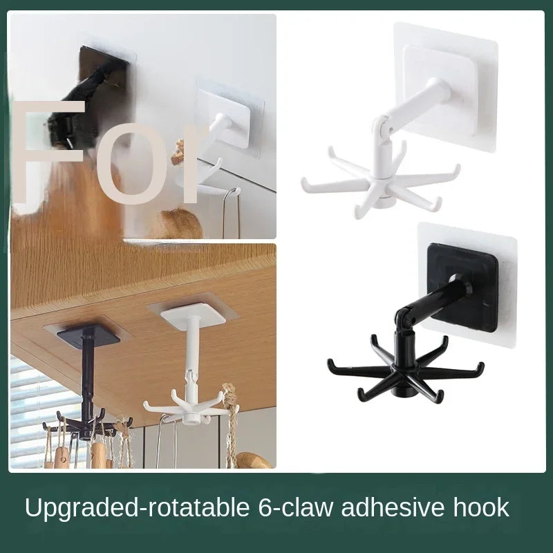 Six-Claw 360° Rotating Adhesive Wall Hook | No Drill