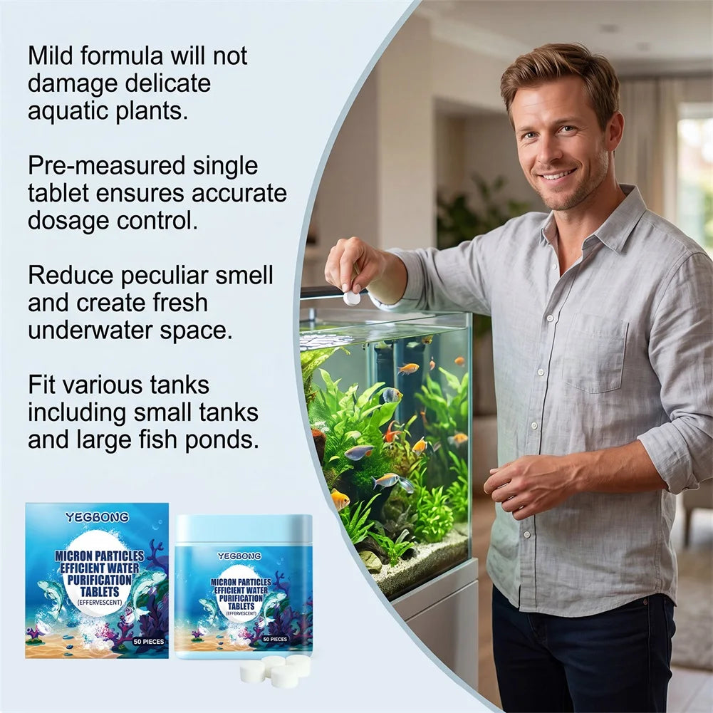 Aquarium Water Purifier Tablets For Cloudy Water,Fish Tank Water Clarifier,Daily Household Fish Tank Water Quality Care Tablets Peaceful Pleasures Health and Wellness