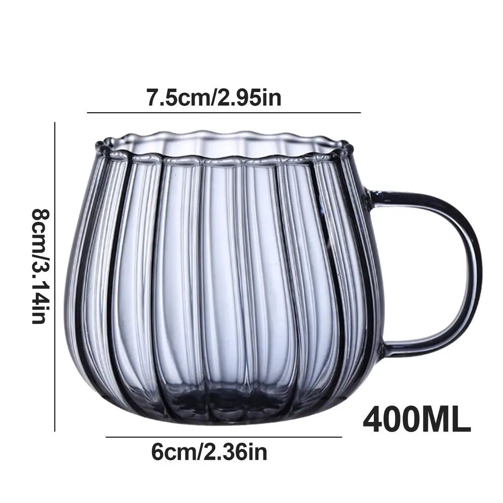 400ml Pumpkin Shape Glass Mug | Dishwasher Safe Coffee & Tea Cup Glass Mug Peaceful Pleasures Health and Wellness C 301-400ml