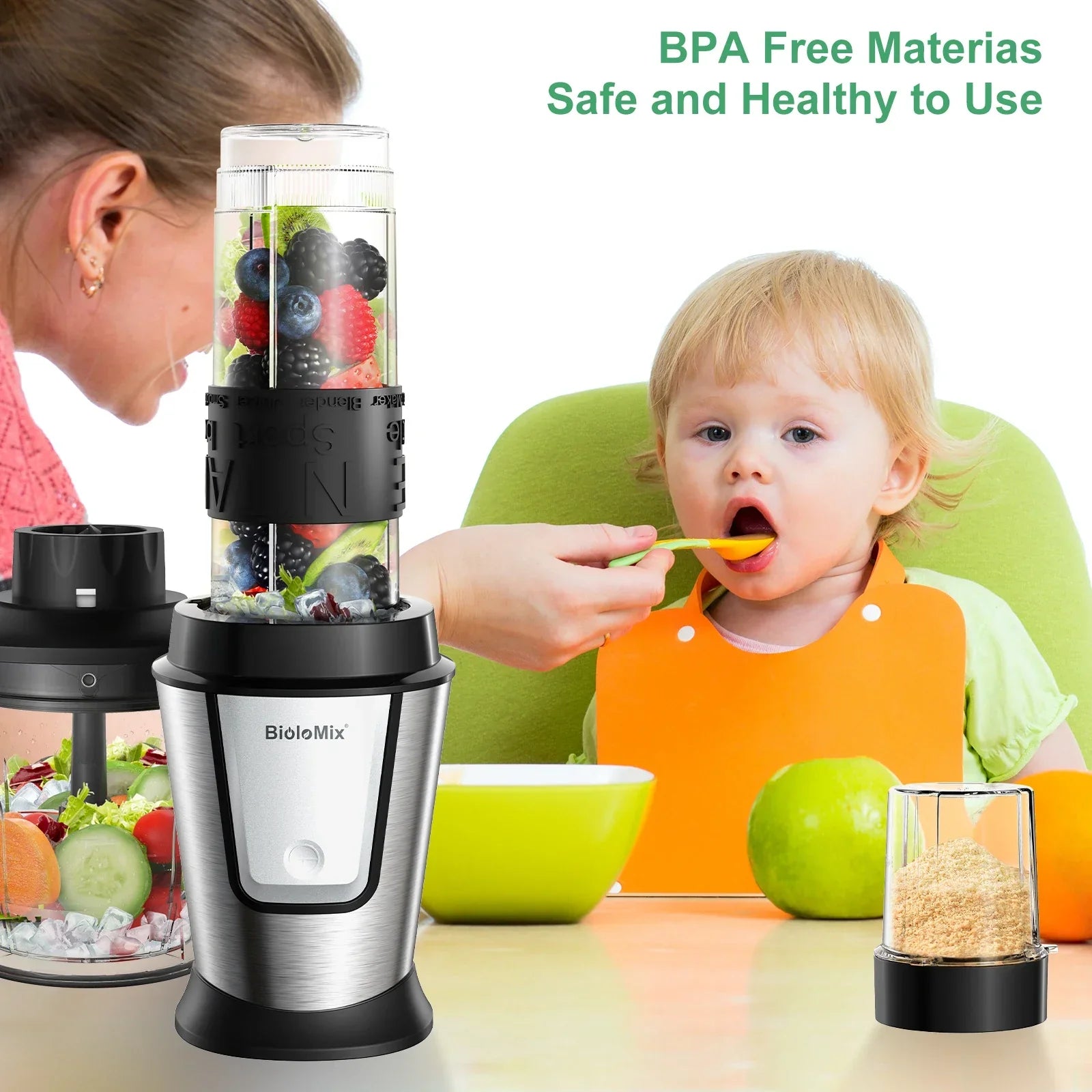 BioloMix 3-in-1 Food Processor – 700W Blender, Chopper & Grinder Food Processor BioloMix