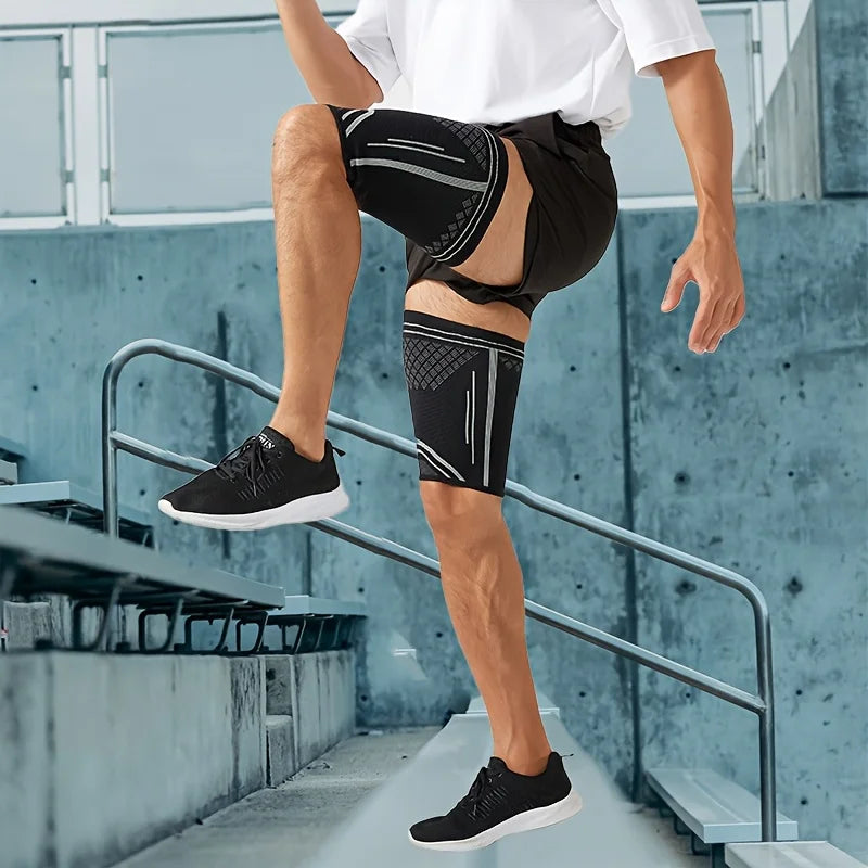 1Pc Elastic Thigh Compression Sleeve,Featuring a Knitted Non-Slip Upper Leg Design,Equipped with Double Silicone Non-Slip Strips Peaceful Pleasures Health and Wellness