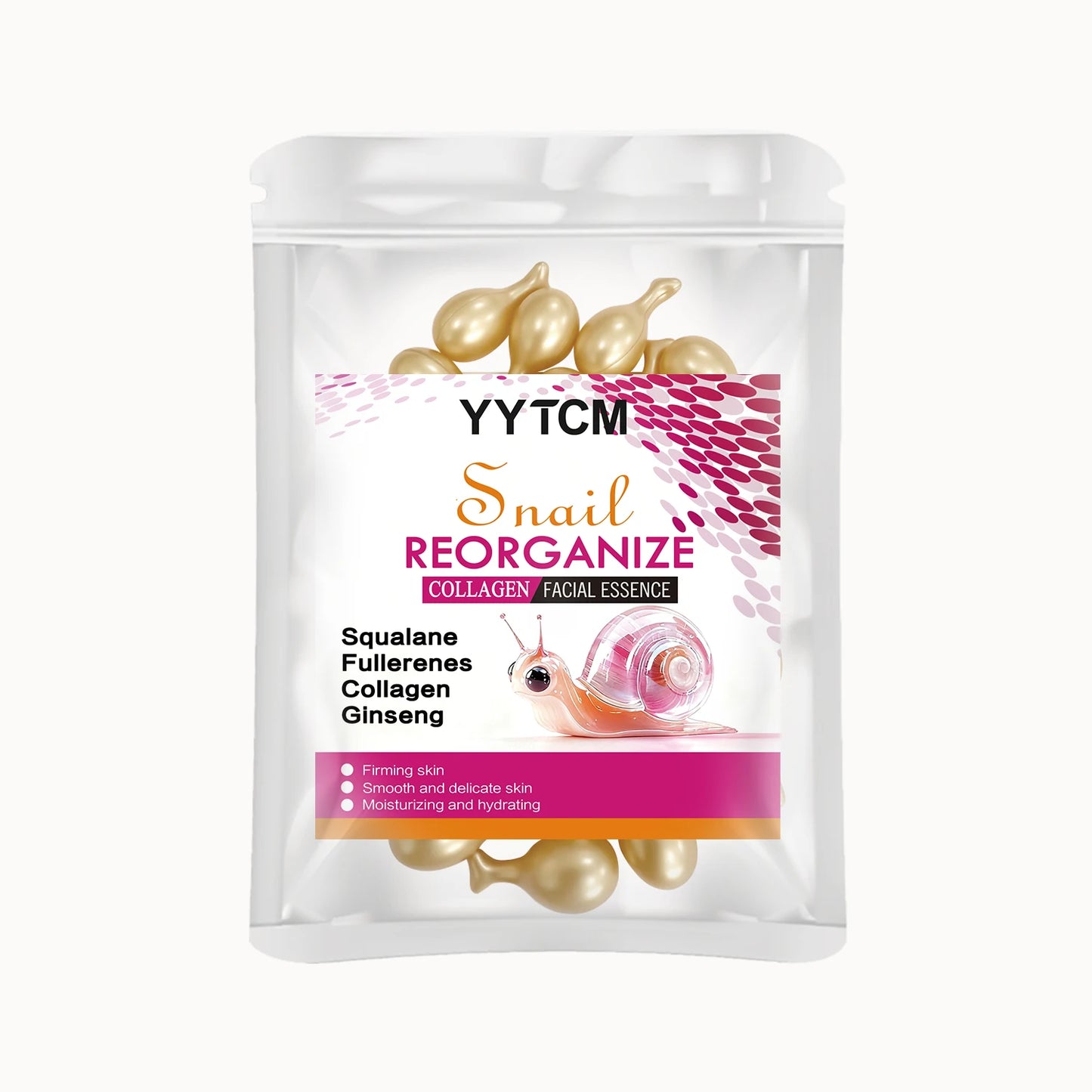 Snail Recombinant Collagen Essence Capsules, Moisturizing and Firming Essence, Smoothens Skin, Contains Squalane, Ginseng Extract, Deeply Hydrates (0.34Gx30 Capsules)/Bag-1 Bag Peaceful Pleasures Health and Wellness 1 Bag