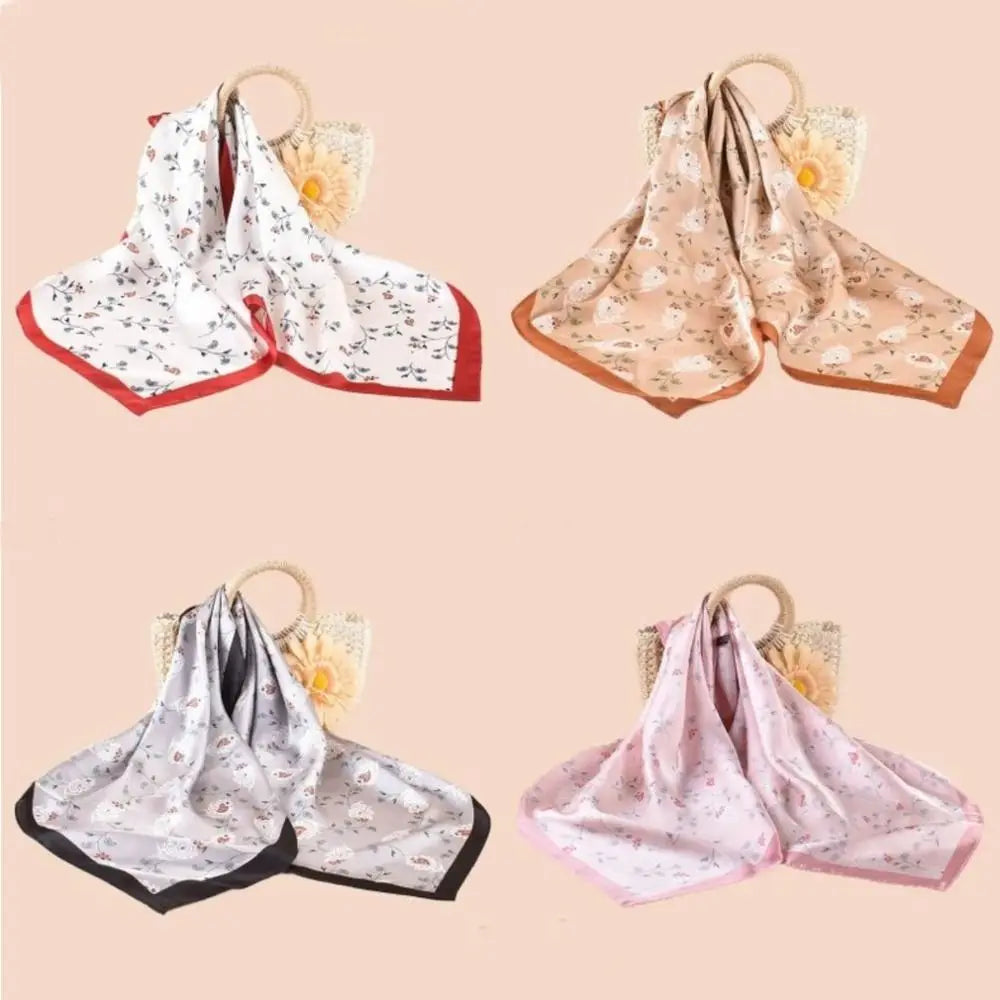 Women's Printed Square Scarf 70x70cm – Silk-Feel Shawl & Wrap
