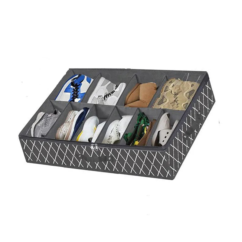 Shoe organizer, foldable, compartmentalized storage, dustproof and moisture-proof, better placement of anti-seasonal shoes Peaceful Pleasures Health and Wellness Black crosshatch