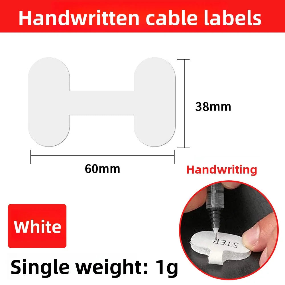 Writeable Self-Adhesive Cable Ties | Colorful Wire Organizer