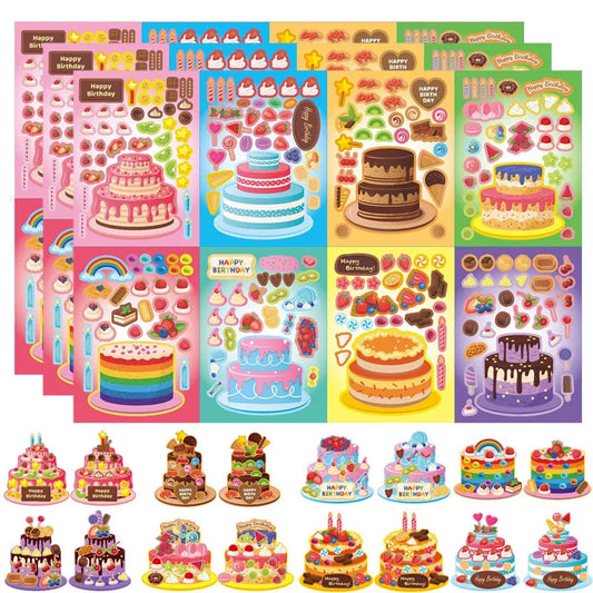 Puzzle Assemble Birthday Cake Stickers Sheets Kids Children Party Peaceful Pleasures Health and Wellness