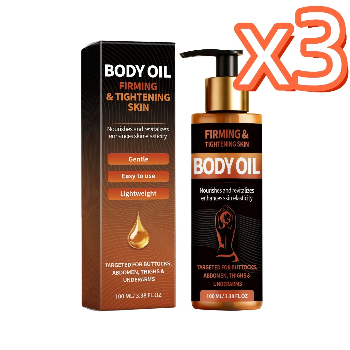 Jojoba Seed Body Firming Oil Lift Firm Skin Smooth Dry Lines Moisturize Improve Elasticity Tighten Loose Skin Body Tighten Oil Peaceful Pleasures Health and Wellness 100ml Boxed x3