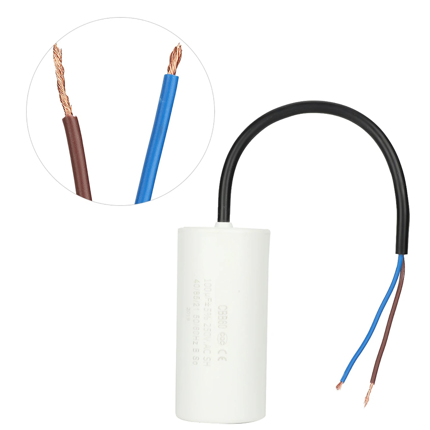 CBB60 Run Capacitor Wire Lead 250V AC 100uF 50 60Hz Motor Air