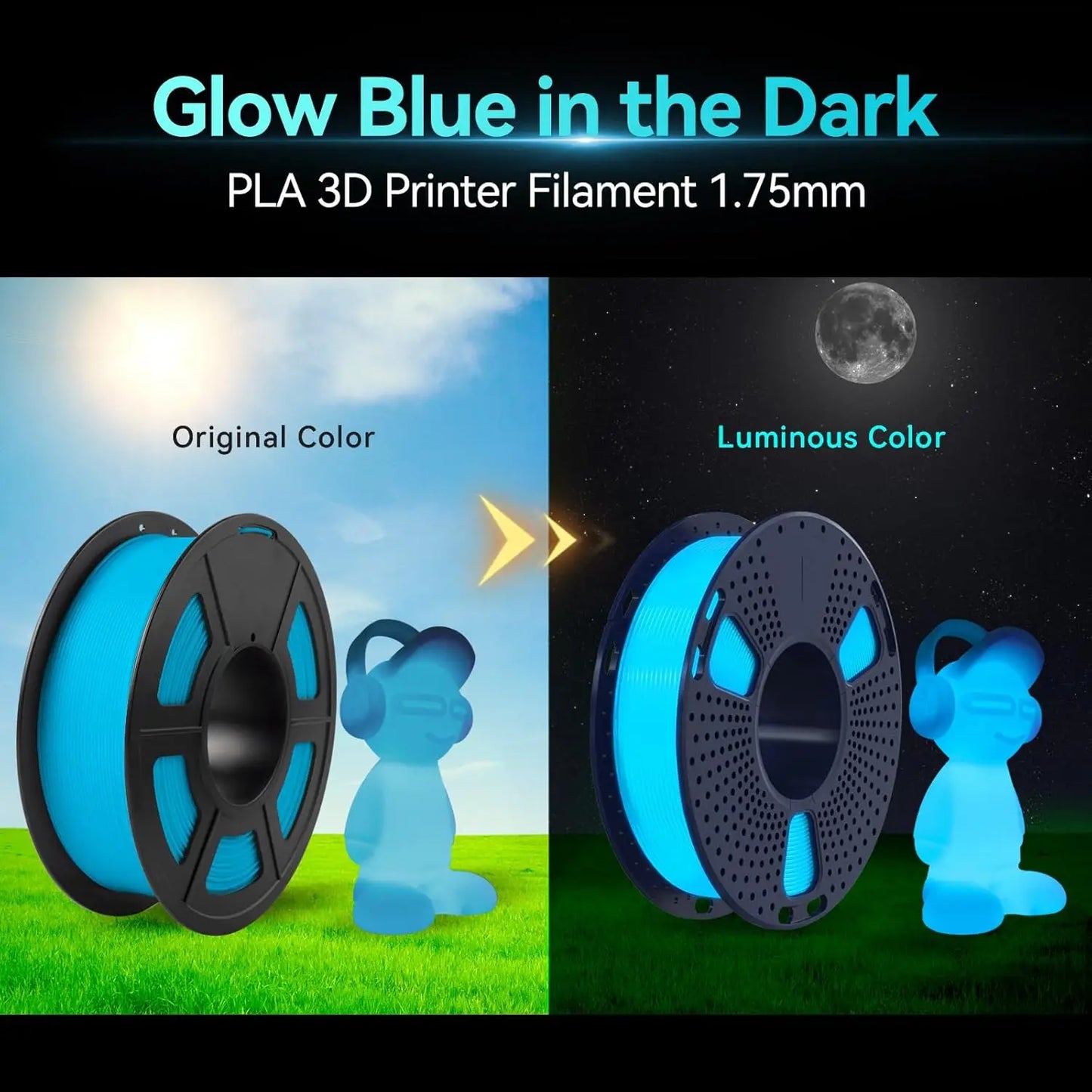 Glow in the Dark PLA Filament 1.75mm | ±0.02mm Accuracy