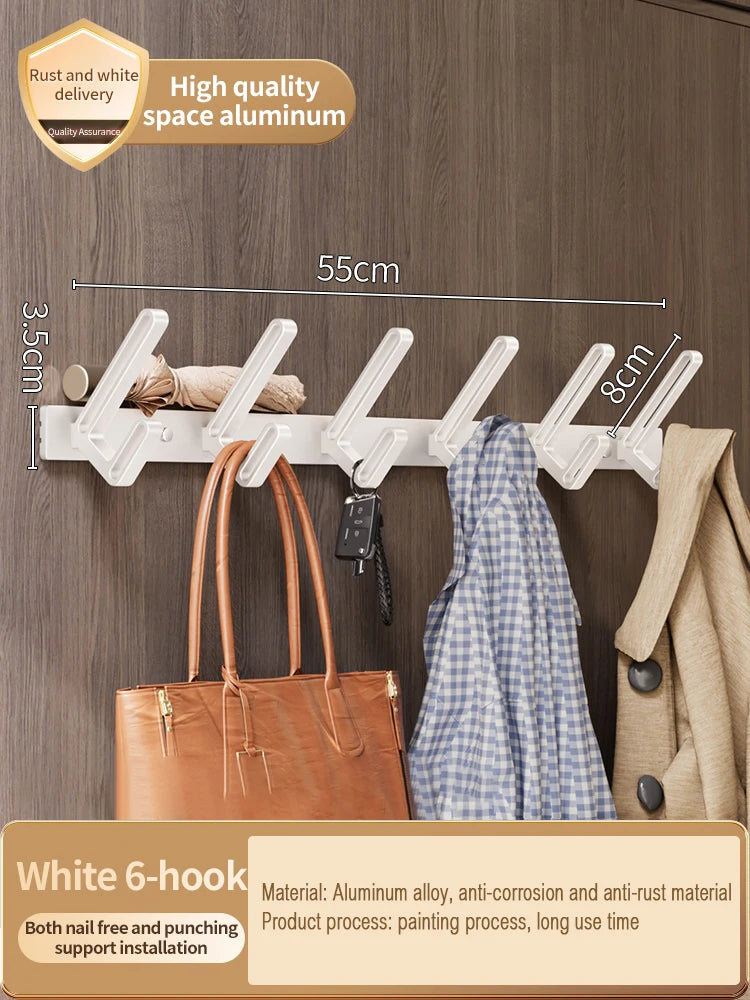 No-Drill Aluminum Wall Hooks – 6 Robe & Clothes Hangers