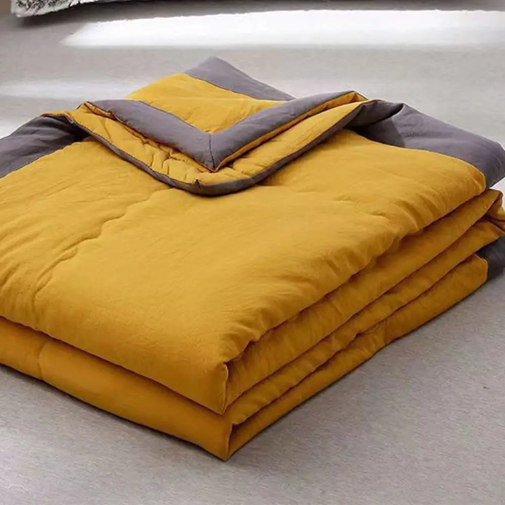 Double Sided Cooling Blanket Skin-Friendly Breathable Conditioning Quilt Lightweight Solid Color Cooler Quilt Spring Summer Peaceful Pleasures Health and Wellness Yellow-100x140cm