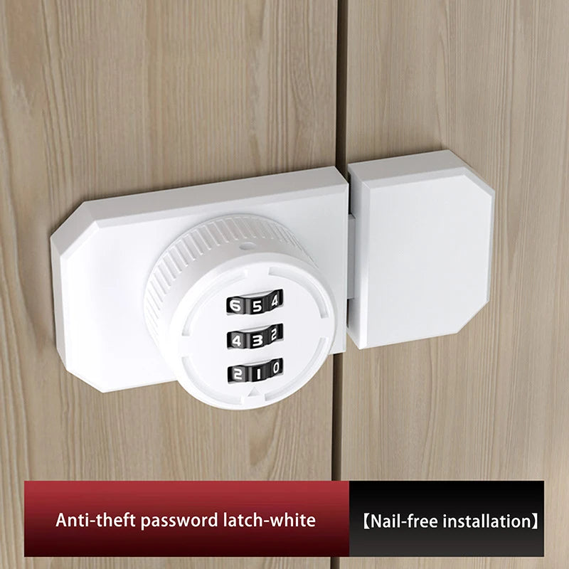 New 1 Set No-Punch Combination Door Lock 3 Digit Password Cabinet Locks With Combination Latch For Closet Door Door Peaceful Pleasures Health and Wellness White